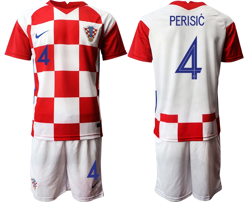 Men 2021 European Cup Croatia white home #4 Soccer Jerseys